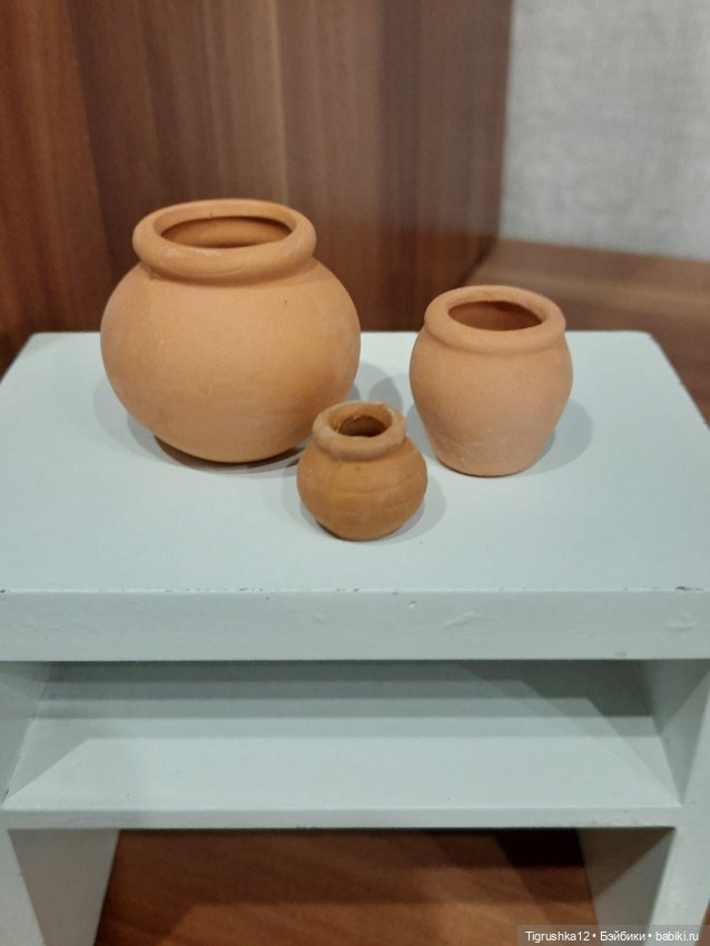 Набор глиняных горшков — Миниатюра для кукол (фото 3)