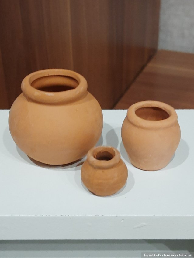 Набор глиняных горшков — Миниатюра для кукол (фото 2)