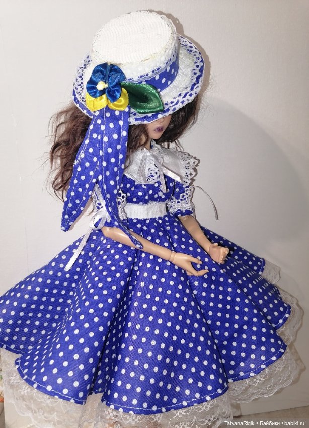 Платье в горошек для куклы параметров минифи (фото 6)