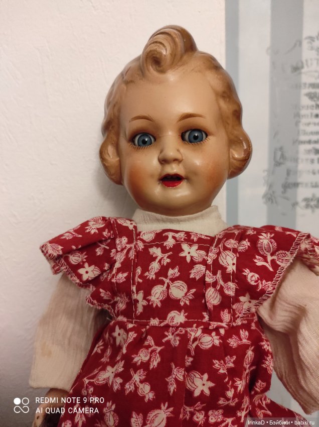 Антикварная редкая кукла с молдированными волосами, буклей. Германия (фото 5)