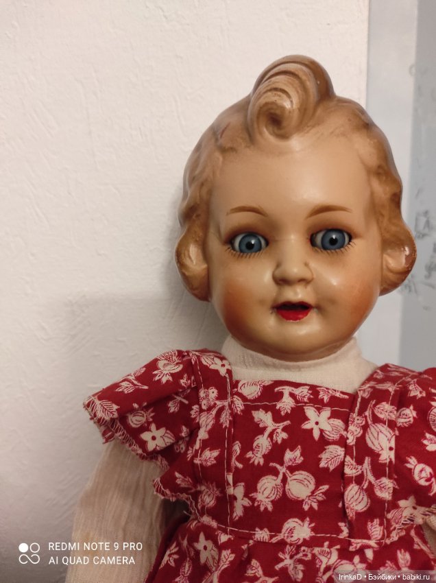 Антикварная редкая кукла с молдированными волосами, буклей. Германия (фото 4)