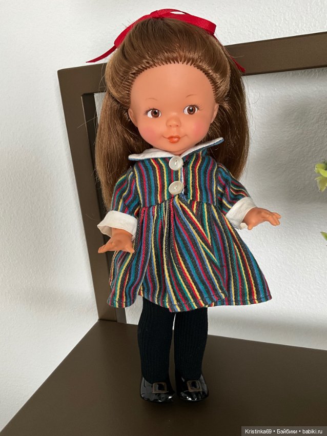 Очаровательная кукла Ева в полосатом платье с длинными волосами. Eva Harta, Goebel, ФРГ
