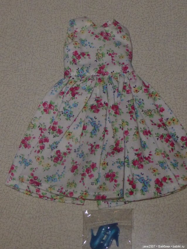 Цветочное платье Handmade для Барби, кукол 30 см (туфли в подарок)