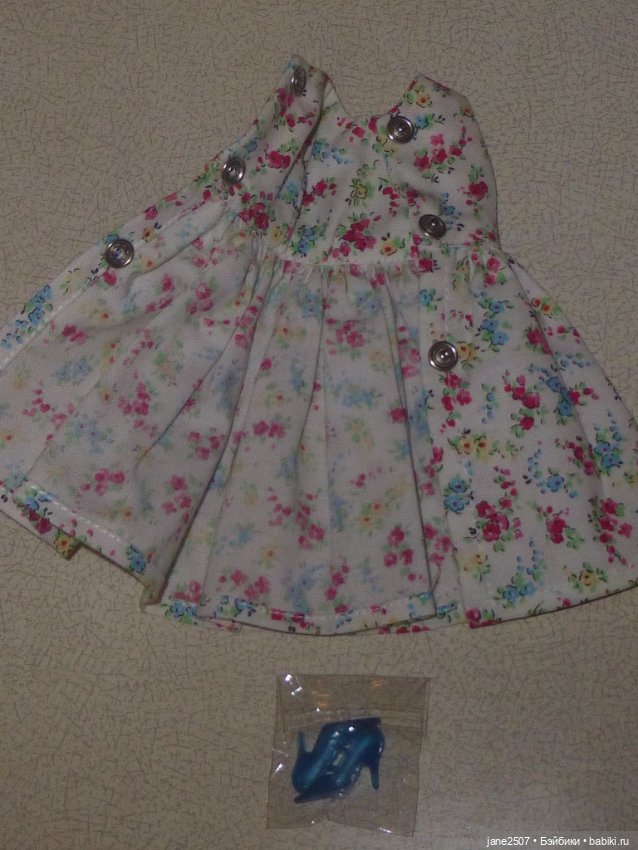 Цветочное платье Handmade для Барби, кукол 30 см (туфли в подарок) (фото 4)