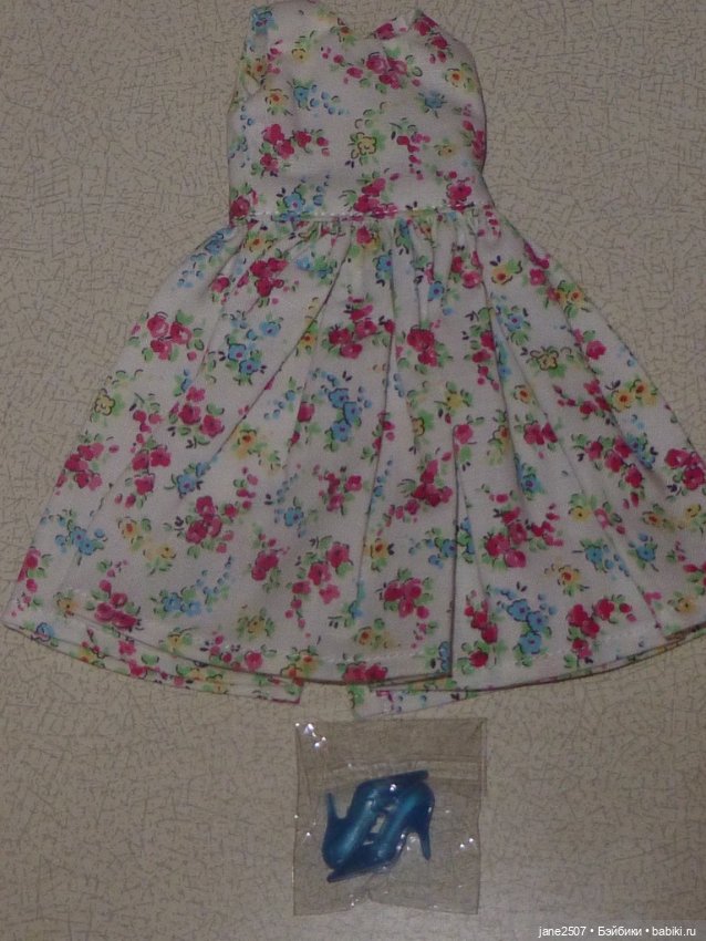 Цветочное платье Handmade для Барби, кукол 30 см (туфли в подарок) (фото 2)