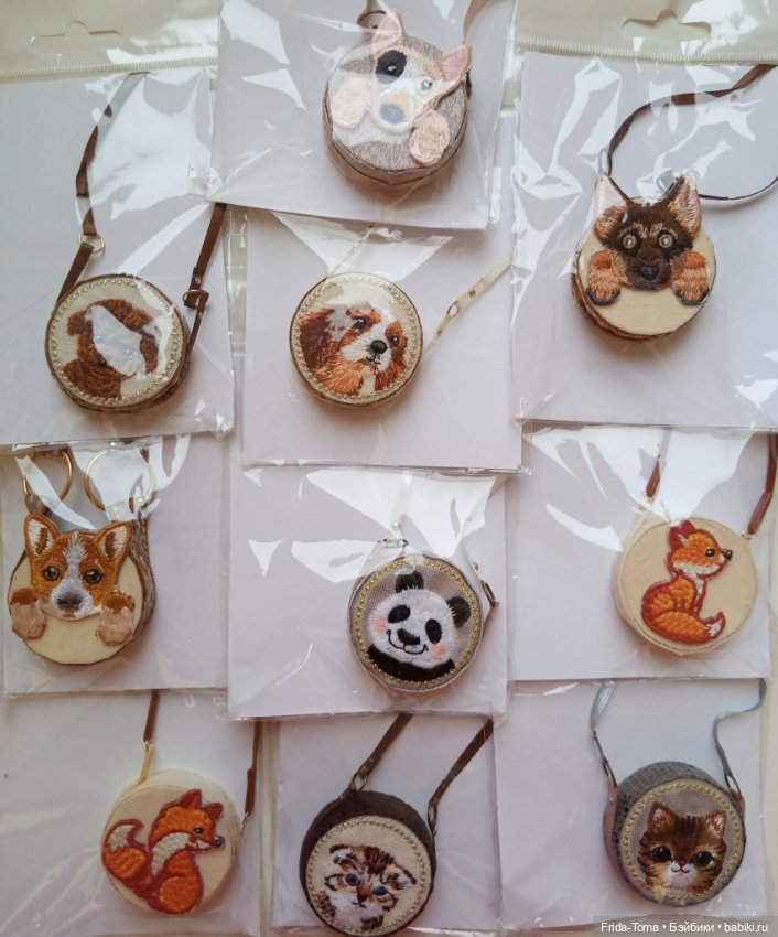 Сумочка для барби кукольная сумка вышивка кошечка собачка лисичка панда Момоко Поппи ФР ИТ Дисней