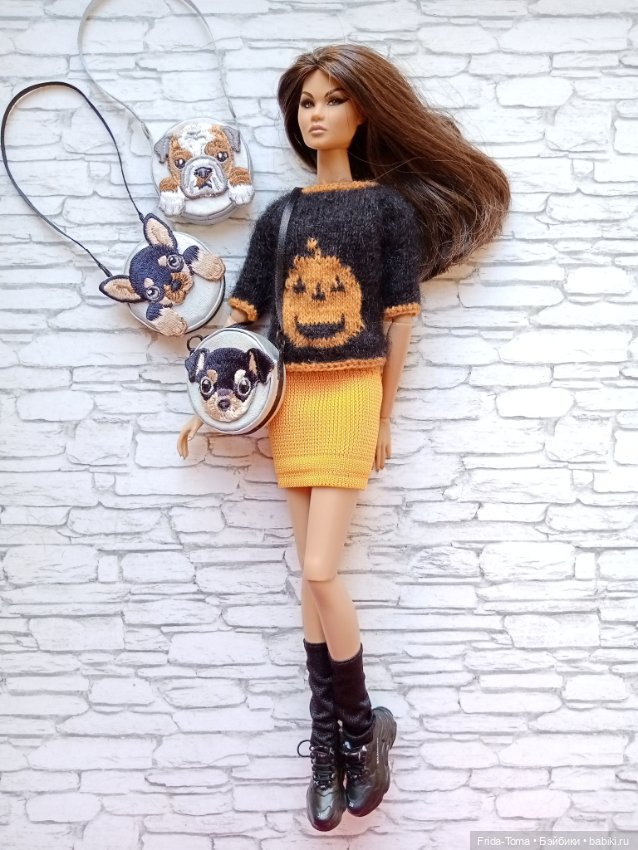 Сумочка для барби кукольная сумка вышивка кошечка собачка лисичка панда Момоко Поппи ФР ИТ Дисней