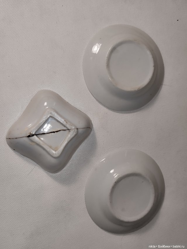 Кукольный сервиз СССР Две тарелки и салатник (фото 2)