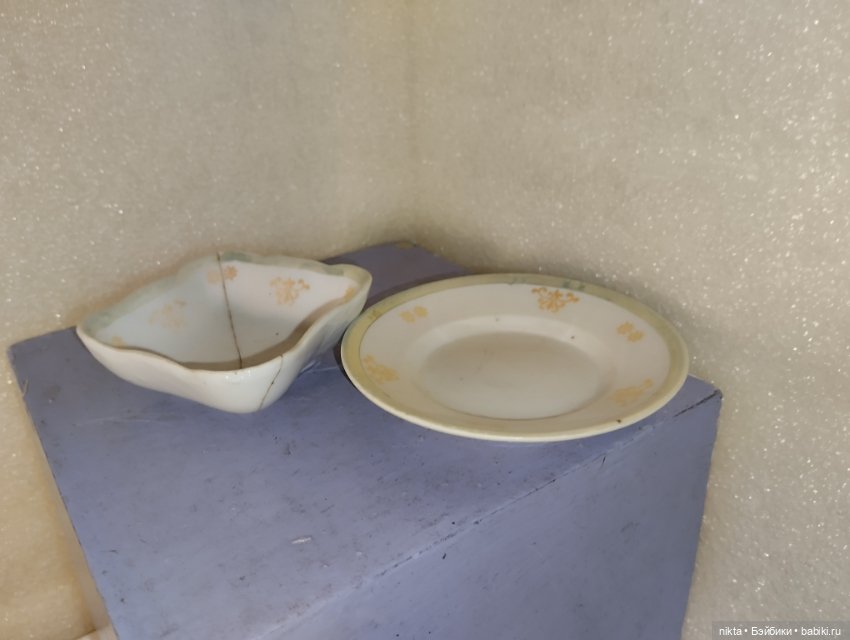 Кукольный сервиз СССР Две тарелки и салатник (фото 3)