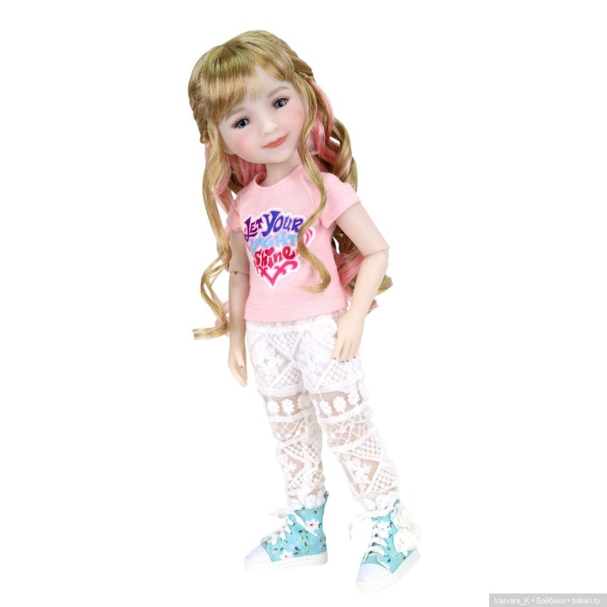 Ruby Red шарнирная кукла Сара с розовыми прядями , 37 см
