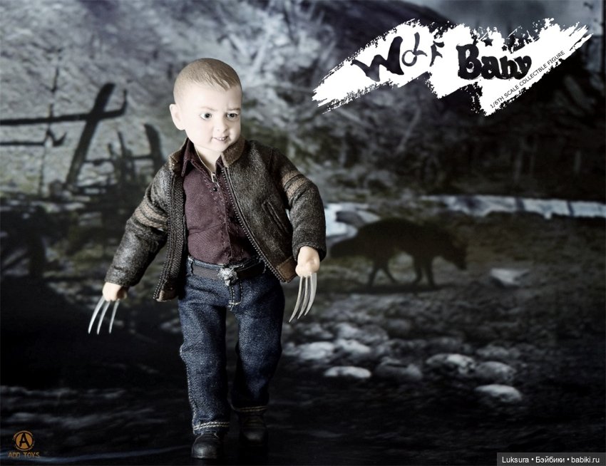 Редкий шарнирный мальчик от add toys, wolf baby в полной комплектации