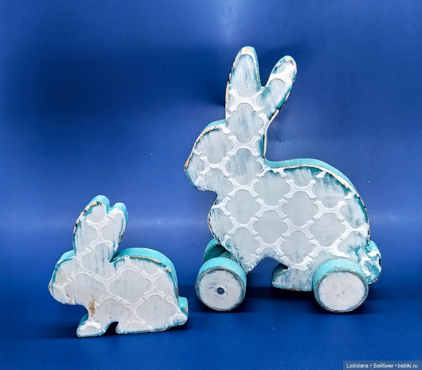 Пара деревянных кроликов — Авторские игрушки (фото 4)