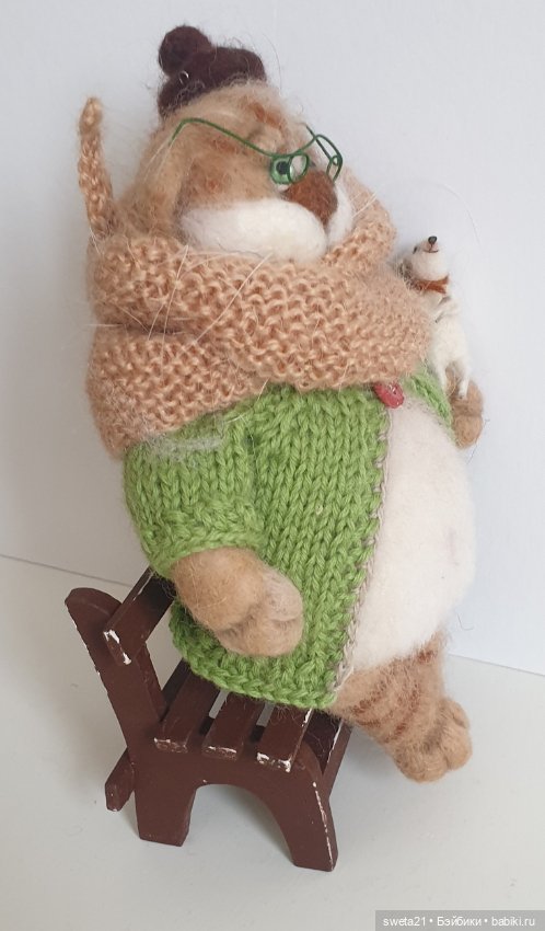 Кот "Отдых на скамейке" — Авторские игрушки (фото 3)