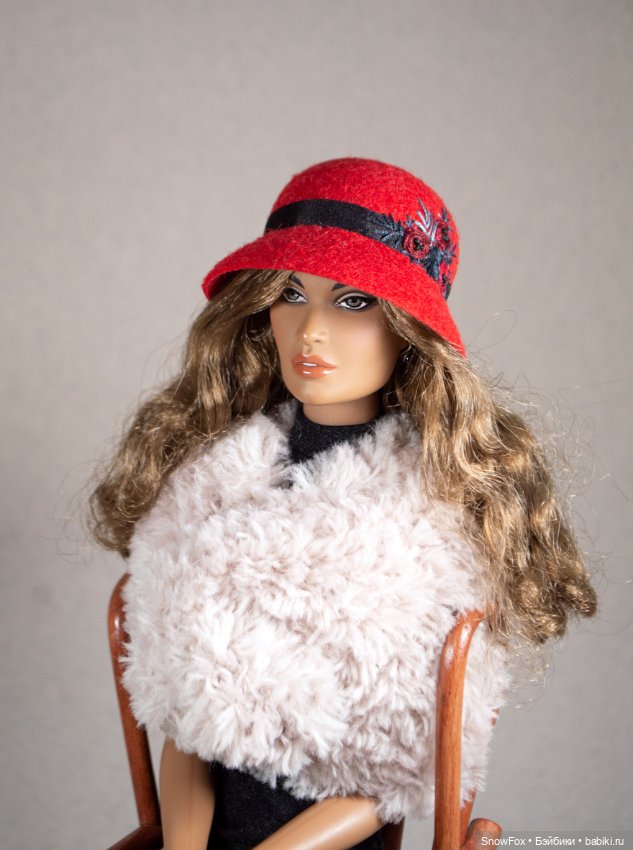 Красная фетровая шляпка для кукол с обхватом головы 13,5 см (FR16, Tonner, bjd)