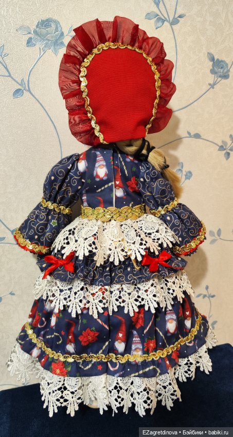 Платье и капор для Готц, Gotz,48 см Мисс Санта (фото 5)