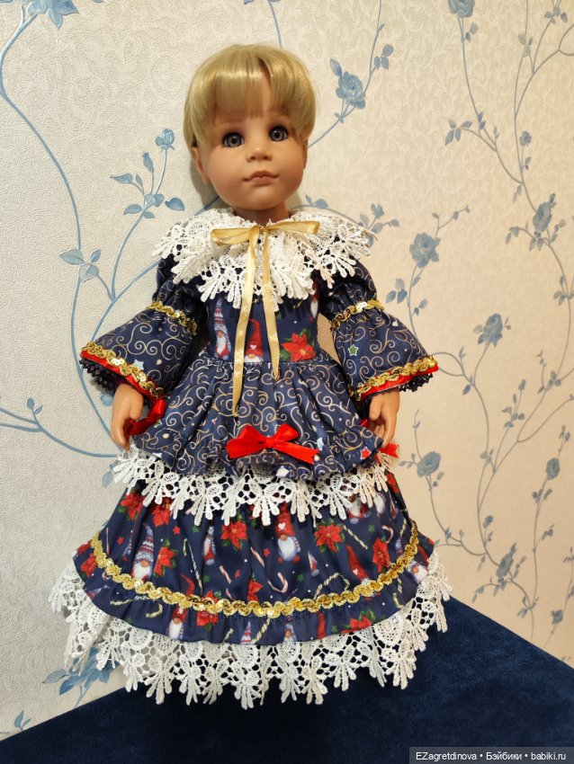 Платье и капор для Готц, Gotz,48 см Мисс Санта