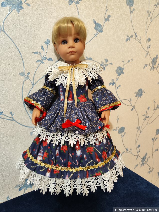 Платье и капор для Готц, Gotz,48 см Мисс Санта