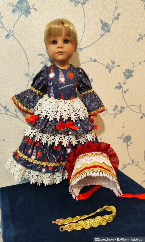 Платье и капор для Готц, Gotz,48 см Мисс Санта (фото 7)