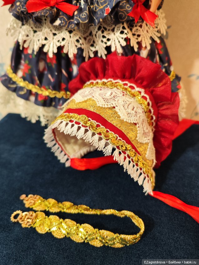 Платье и капор для Готц, Gotz,48 см Мисс Санта (фото 8)