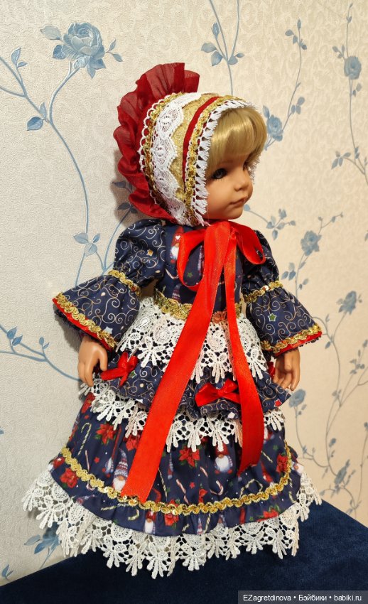 Платье и капор для Готц, Gotz,48 см Мисс Санта (фото 4)