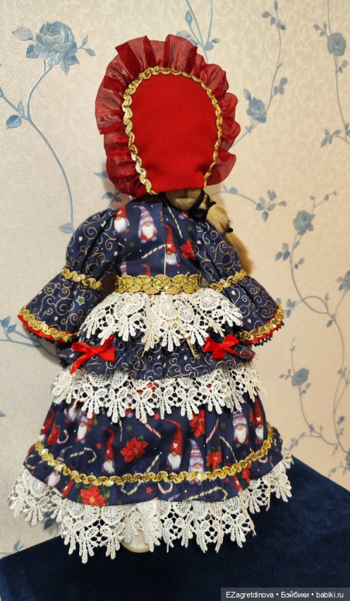 Платье и капор для Готц, Gotz,48 см Мисс Санта (фото 6)