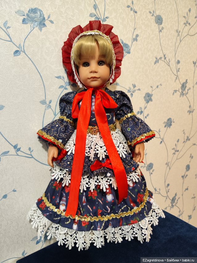 Платье и капор для Готц, Gotz,48 см Мисс Санта (фото 3)