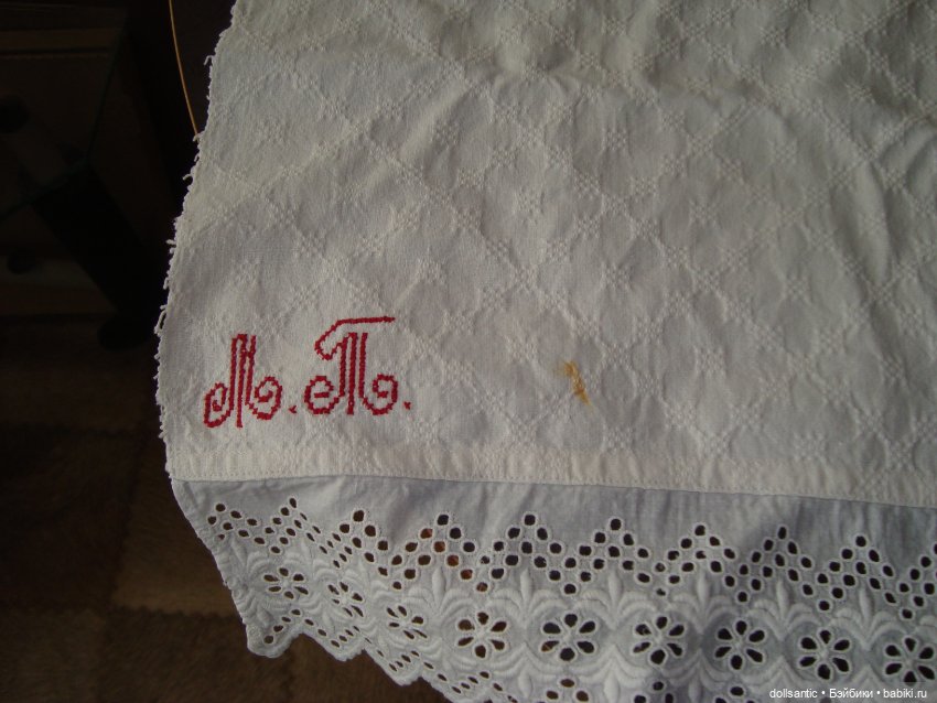 Натуральный хлопок для пошива пальто антикварным (винтажным) куколкам (фото 4)