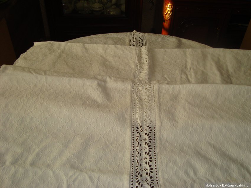 Натуральный хлопок для пошива пальто антикварным (винтажным) куколкам (фото 2)