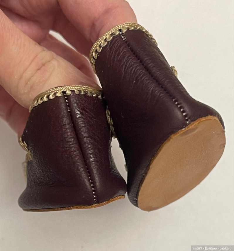 Туфельки для антикварной куклы из натуральной кожи на широкую ножку (фото 4)