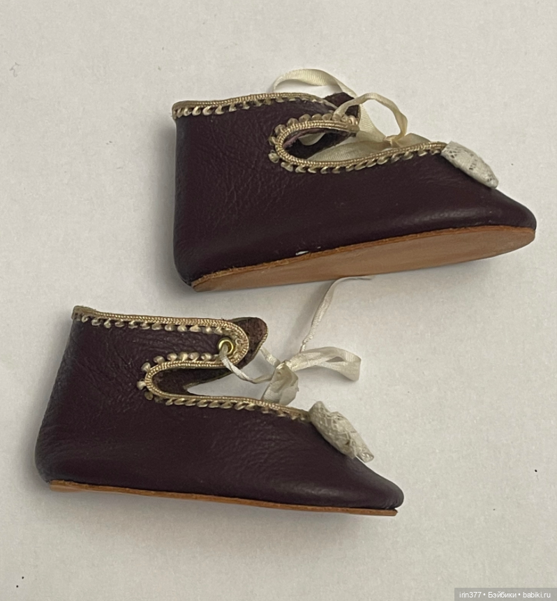 Туфельки для антикварной куклы из натуральной кожи на широкую ножку (фото 3)
