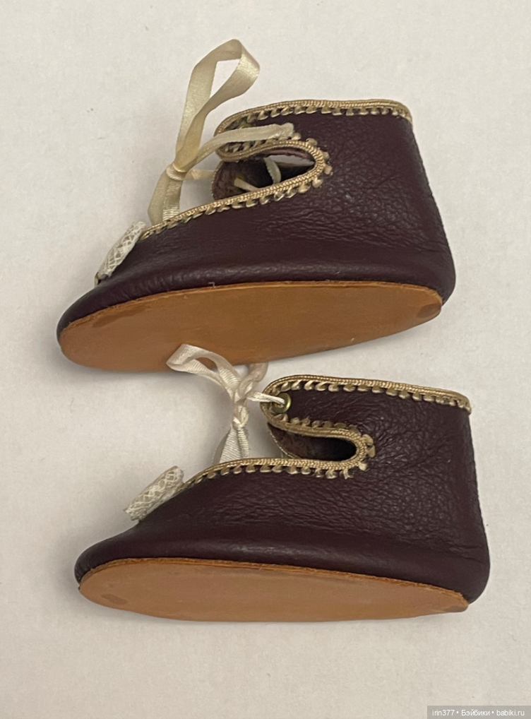 Туфельки для антикварной куклы из натуральной кожи на широкую ножку (фото 2)