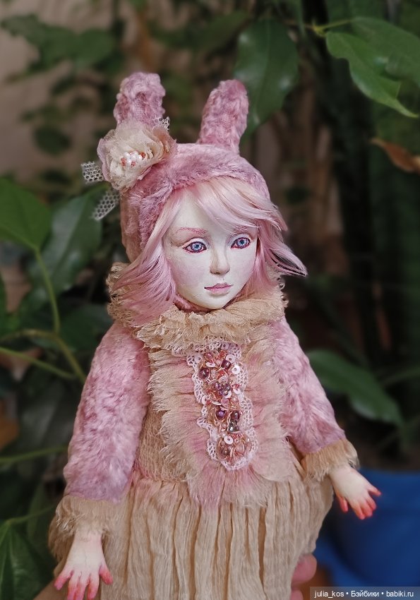 Тедди Долл Зая розовая — Авторские куклы (фото 3)
