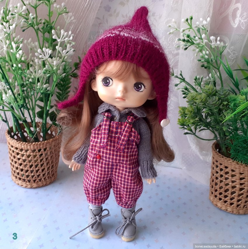 Комплект одежды для куклы Монст/ Xiaomi Monst Doll Комбинезон Джемпер Шапка Носки (фото 4)