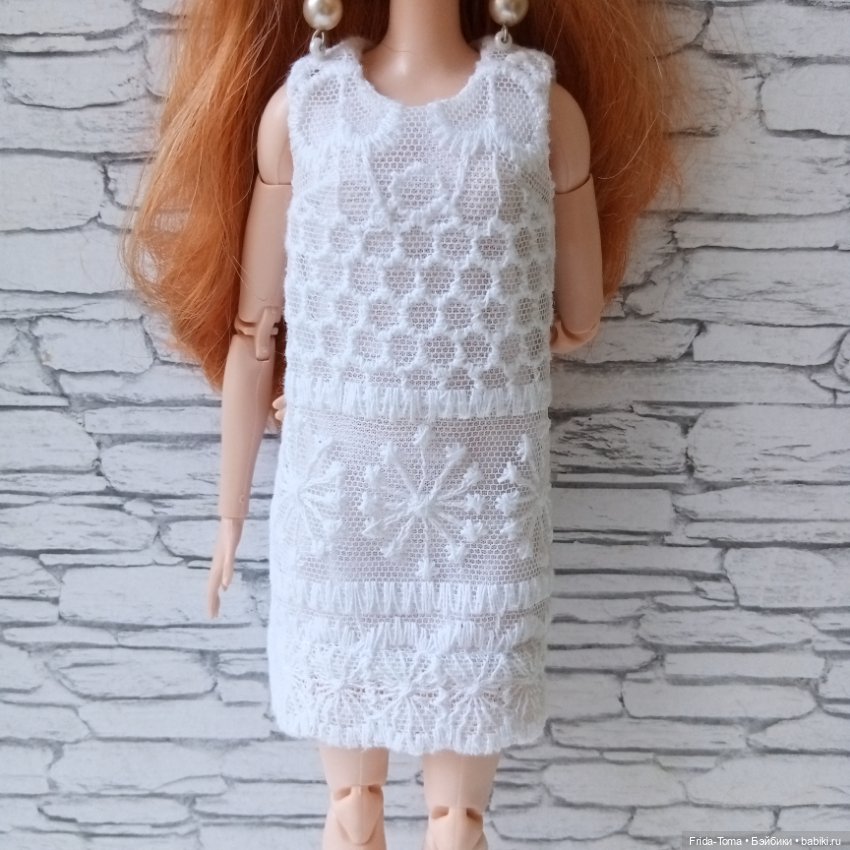 Одежда для барби поппи кардиган букле платье белое кружево (фото 9)