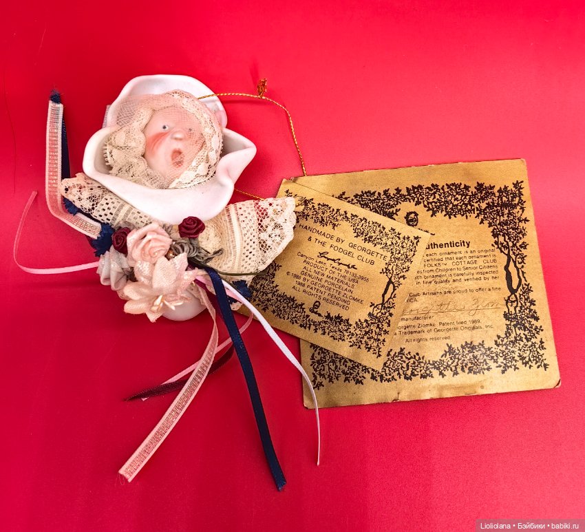 Фарфоровая елочная игрушка Малыш от Georgette Zlomke 1988 год (фото 3)