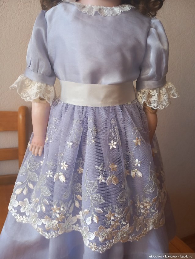 Одежда для кукол платье шелковое для антикварной куклы (фото 5)