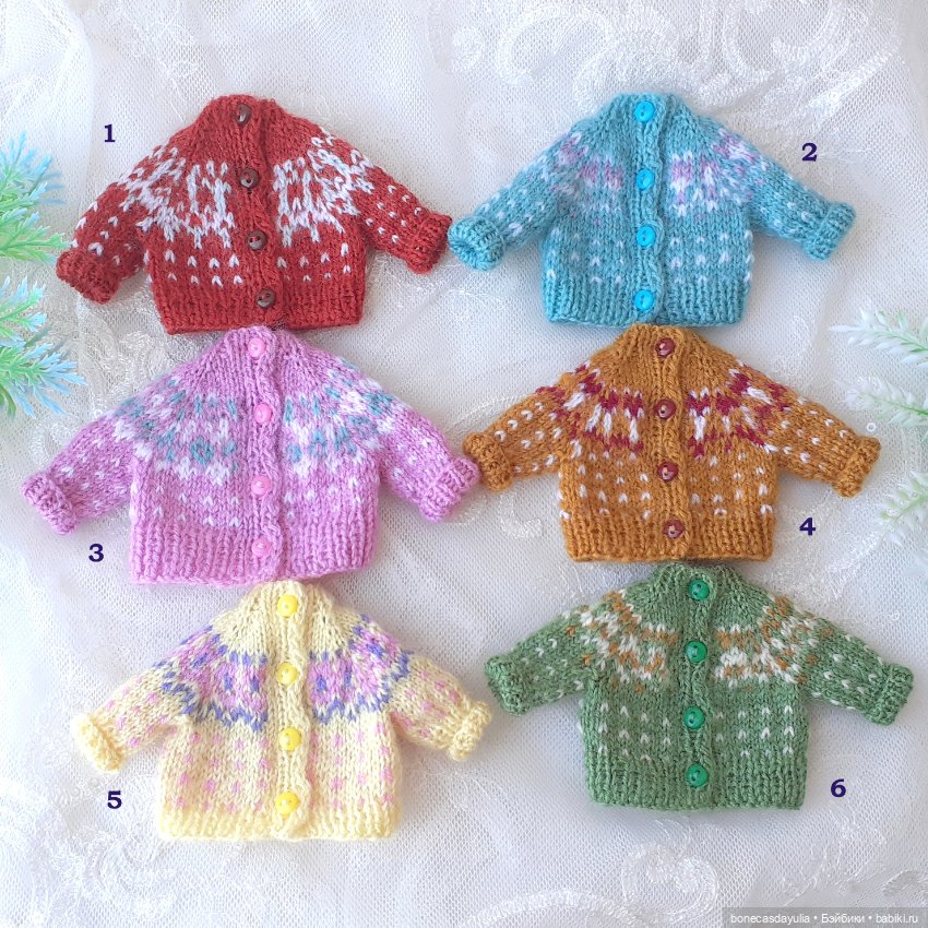 Вязаная кофта для кукол Xiaomi Monst Doll Монст Кардиган жаккардовый (фото 6)