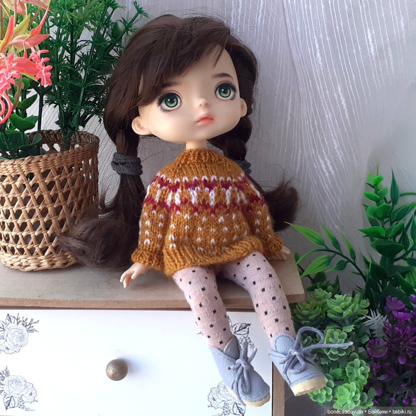 Вязаная кофта для кукол Xiaomi Monst Doll Монст Кардиган жаккардовый (фото 3)