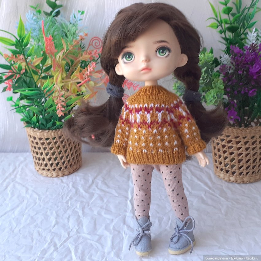 Вязаная кофта для кукол Xiaomi Monst Doll Монст Кардиган жаккардовый (фото 4)