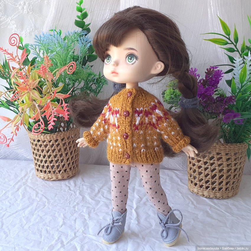 Вязаная кофта для кукол Xiaomi Monst Doll Монст Кардиган жаккардовый (фото 5)