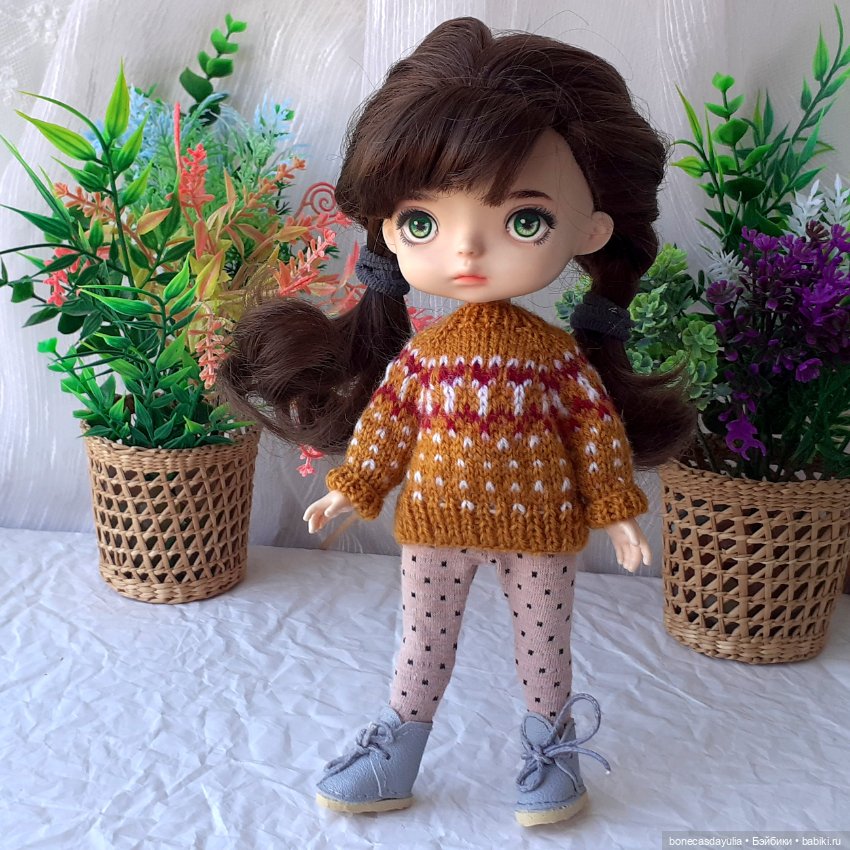 Вязаная кофта для кукол Xiaomi Monst Doll Монст Кардиган жаккардовый (фото 2)