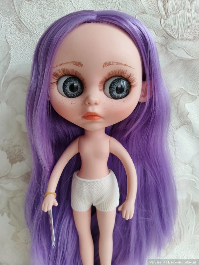 Berjuan кукла Biggers, без одежды, сиреневые волосы УЦЕНКА, 32 см
