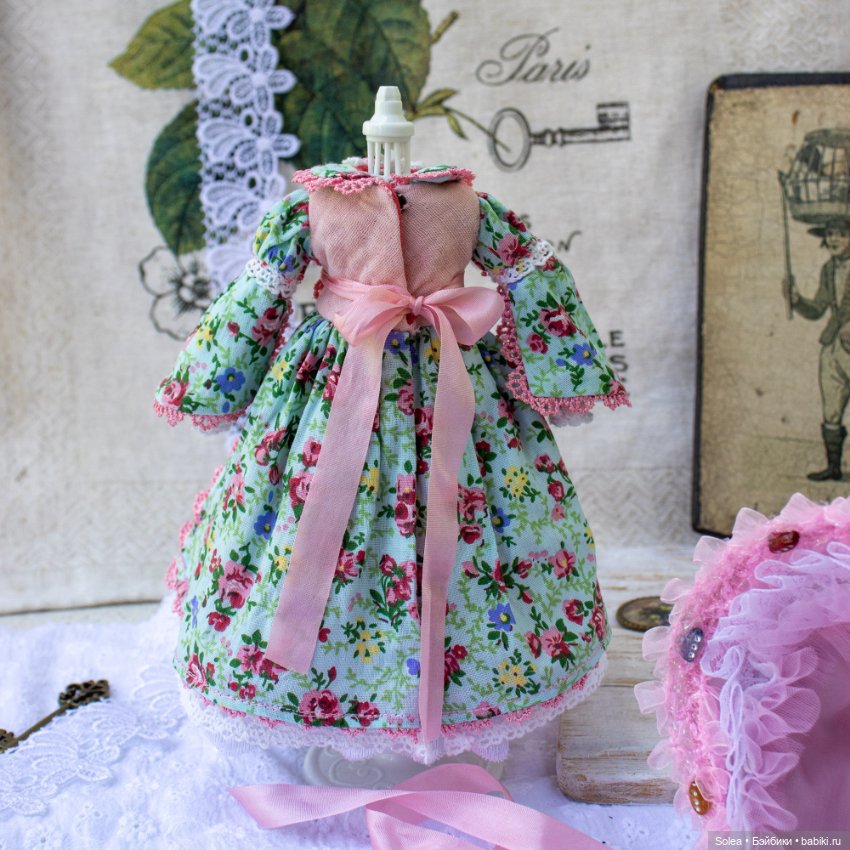 Платье и шляпка в стиле шебби-шик для куклы Блайз (фото 6)