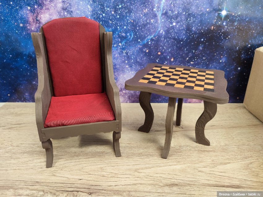 Английское кресло, шахматный столик 1:6 набор заготовок