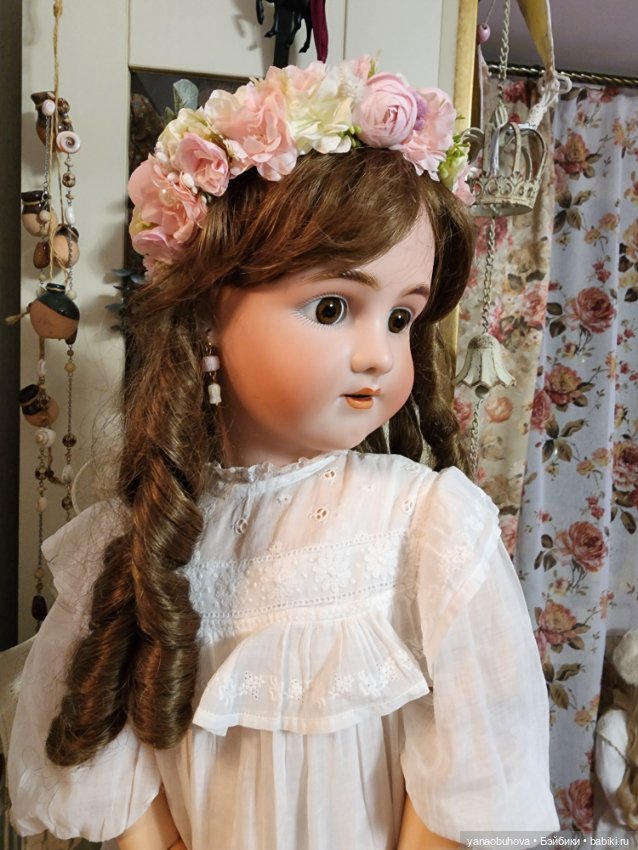 Большая антикварная девочка весна Симон Хальбик, 73 см (фото 9)