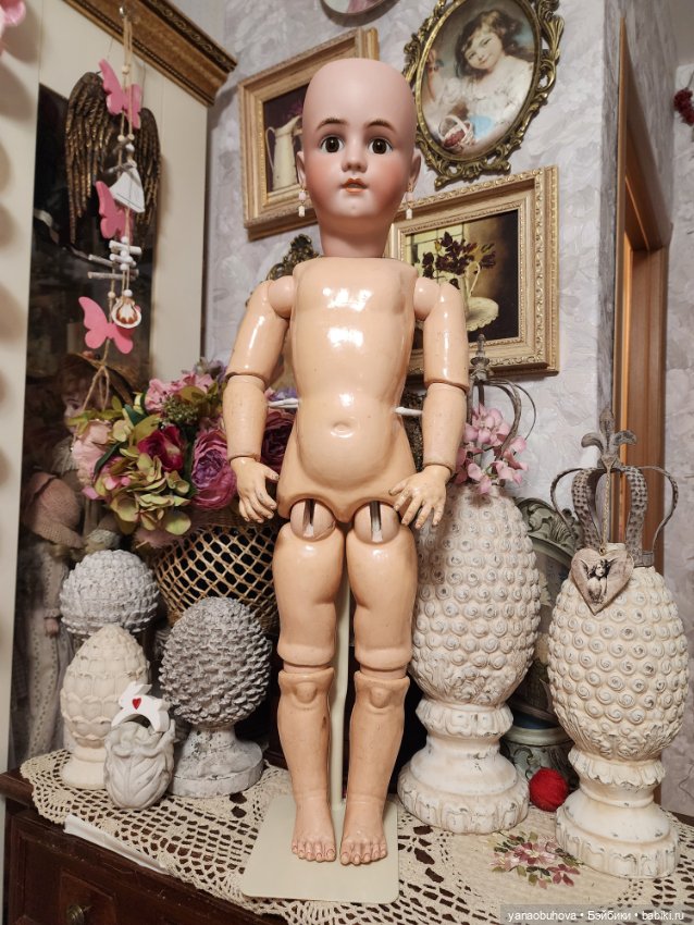 Большая антикварная девочка весна Симон Хальбик, 73 см