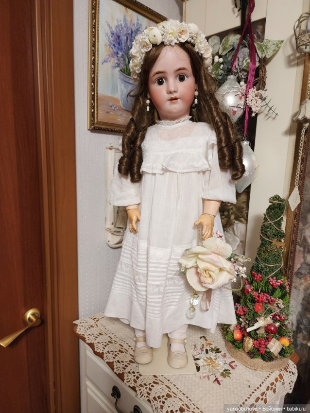 Большая антикварная девочка весна Симон Хальбик, 73 см