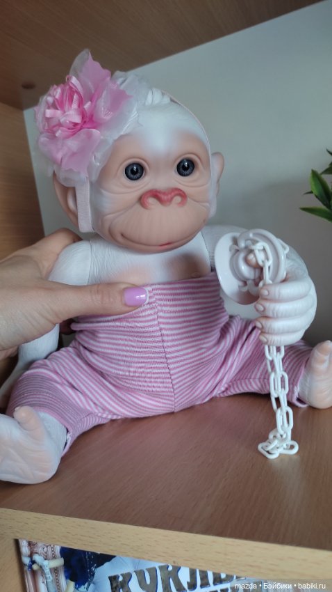 Очаровательная обезьянка шимпанзе, альбинос с голубыми глазами) (фото 2)