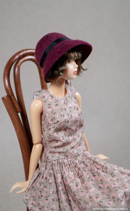 Фетровая шляпка "Перья" на обхват головы 10 см (Momoko. bjd) (фото 3)