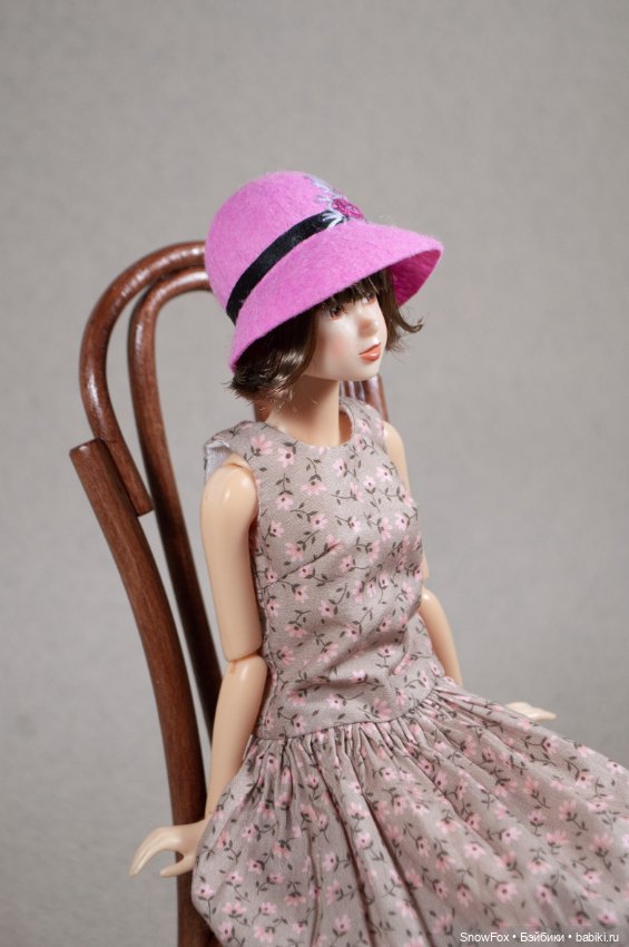 Фетровая шляпка "Розы" на обхват головы 10 см (Momoko. bjd) (фото 3)
